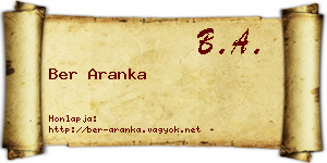 Ber Aranka névjegykártya